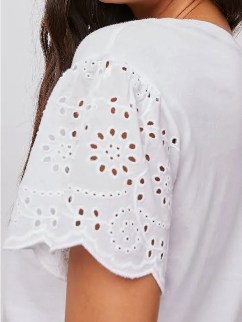 RAILS white embroidered eyelet short sleeve babydoll t-shirt top size multi EUC - Picture 2 of 10